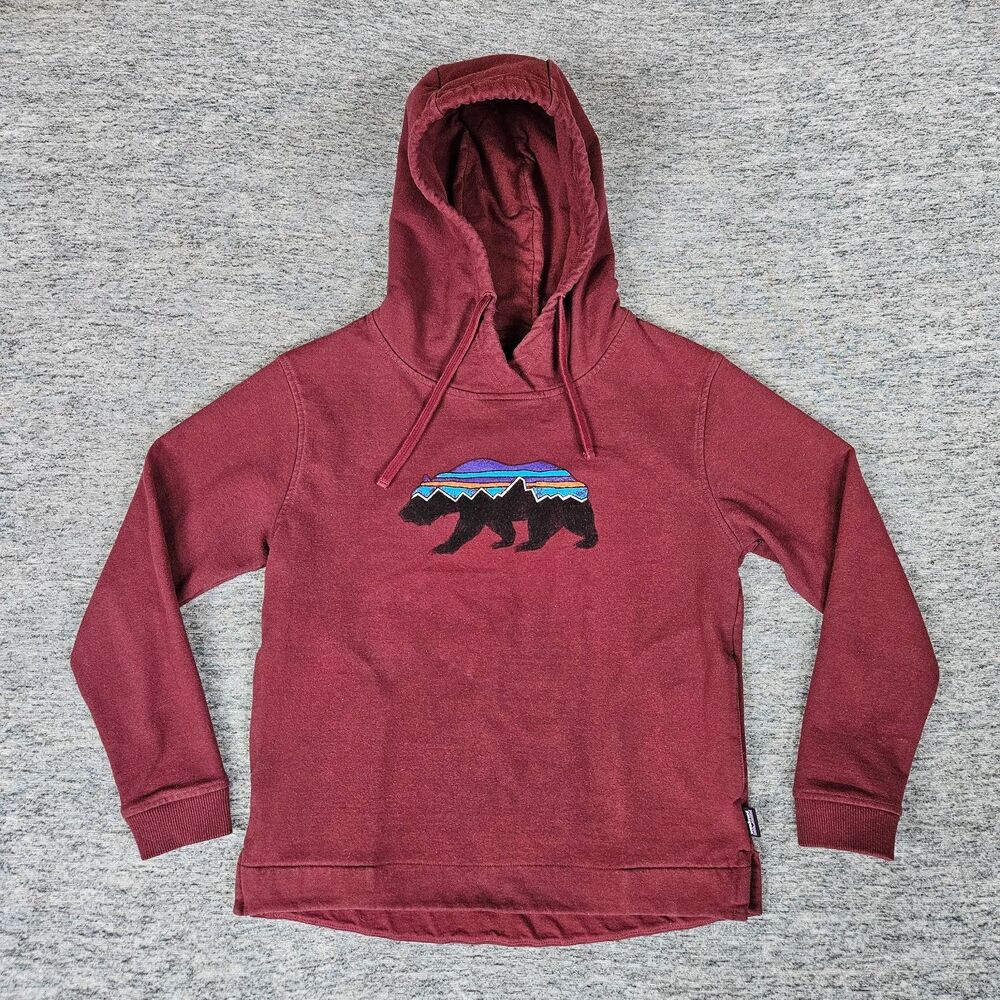 Patagonia Uprisal Pullover Bear Sweatshirt Organic Cotton Men’s XS Hoodie Maroon